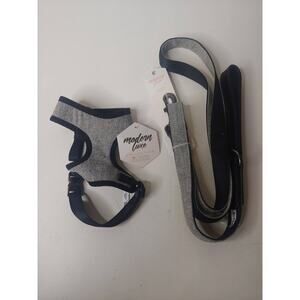 Modern Luxe Dog Harness (XS) AND Leash/Lead (6 Foot) Grey/Black BOTH NEW